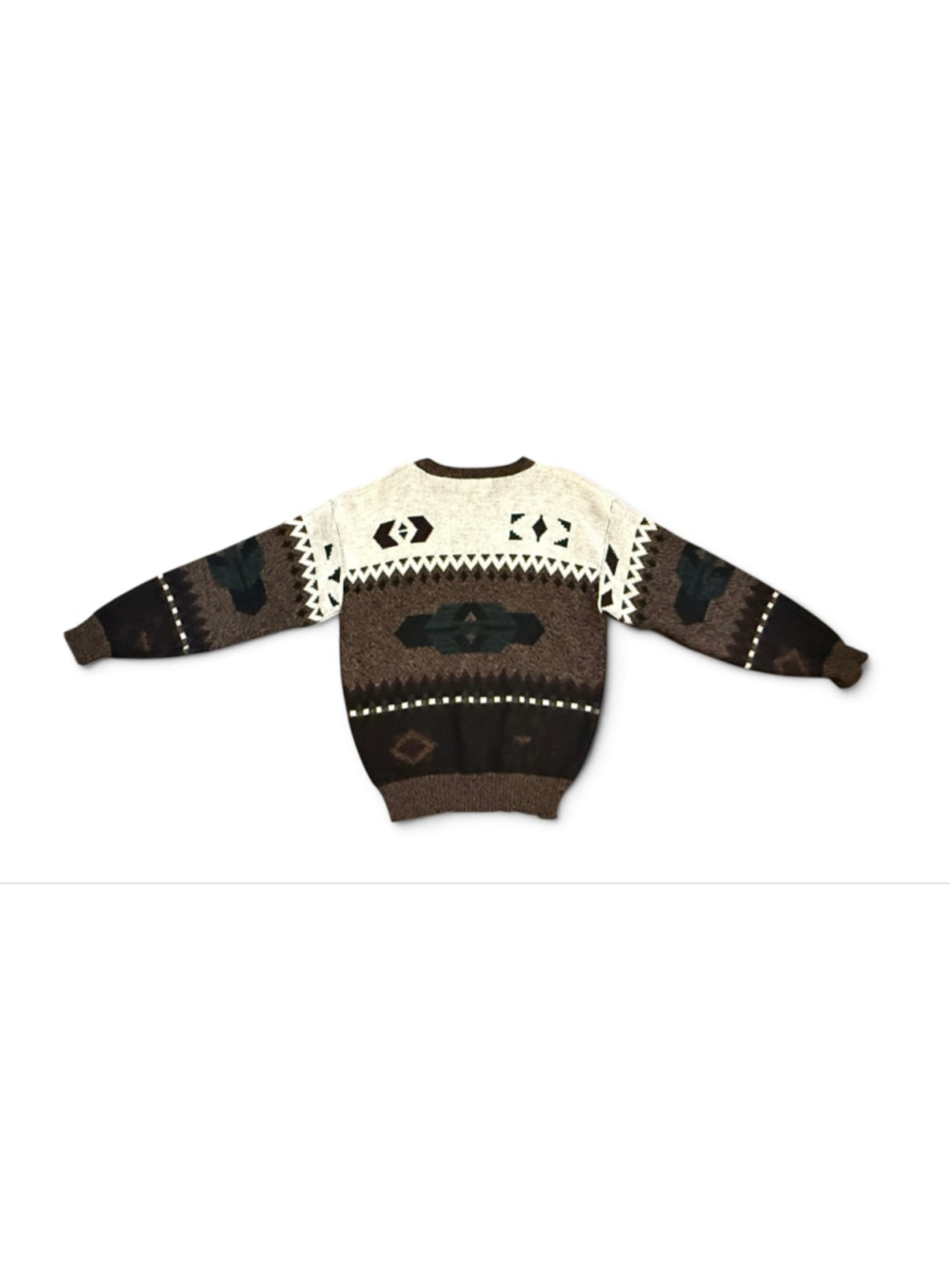 Vintage Urban Works Southwestern Leather Trim Knit Sweater Mens Large USA 90s - Picture 5 of 7